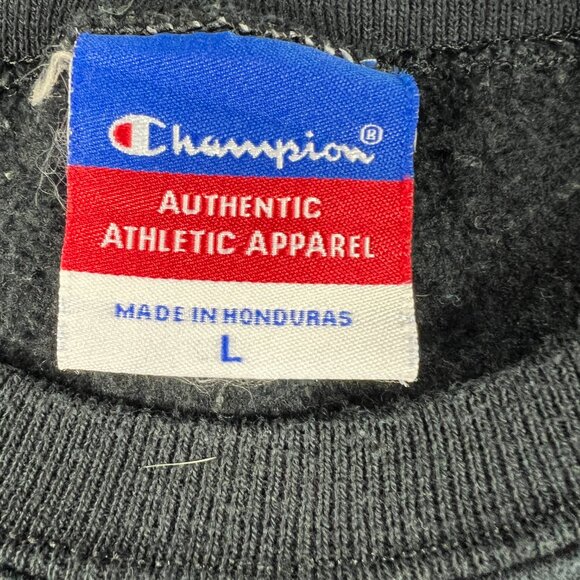 Champion RIT Rochester Technology Tigers Sweatshirt Large Black Faded Crewneck - Picture 6 of 13